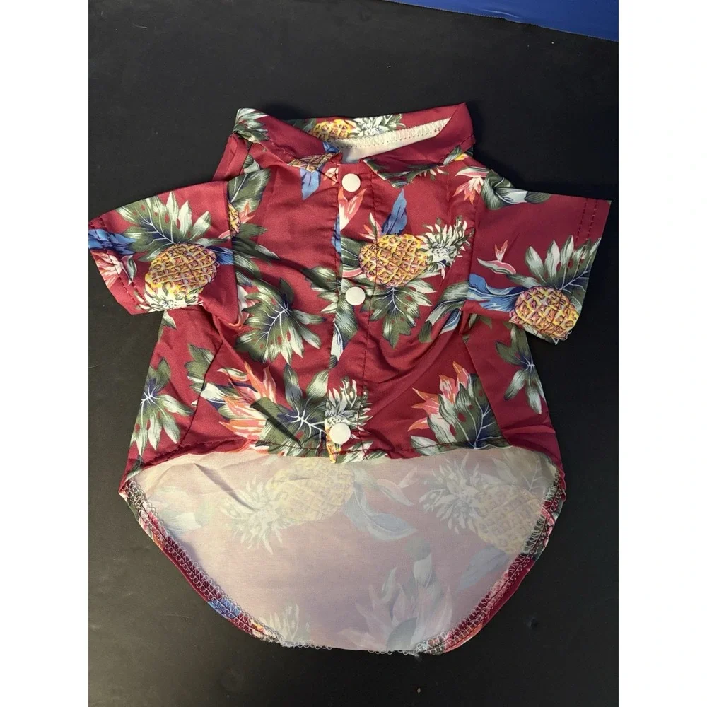 Lot of 2 Hawaiian Dog‎ Shirts Pineapple Print, Labeled L – See Measurements